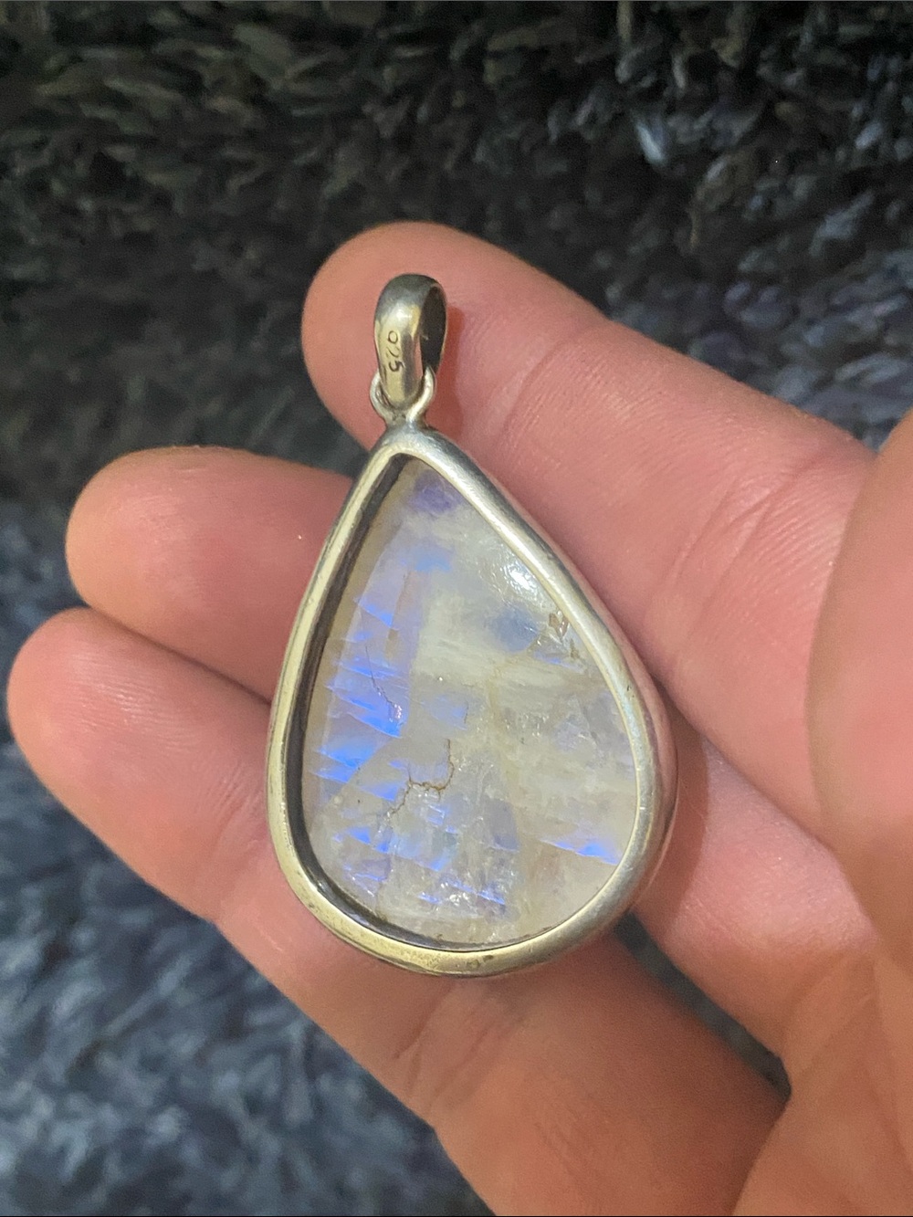 🌈 Rainbow Moonstone Teardrop Pendant - Picture 2 of 2